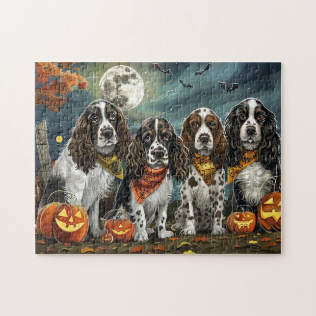 Puzzle Springer Spaniel Halloween Éffrayant (Horizontal)