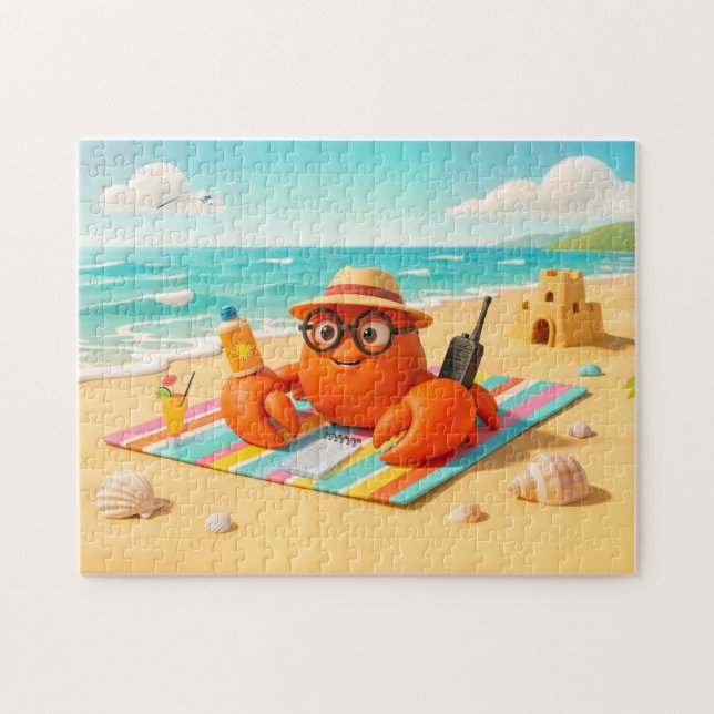 Puzzle Spy Crab Relaxing On Beach With Mission Gear (Horizontal)