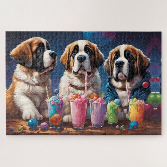 Puzzle St Bernard Puppies Party et Milkshakes (Horizontal)