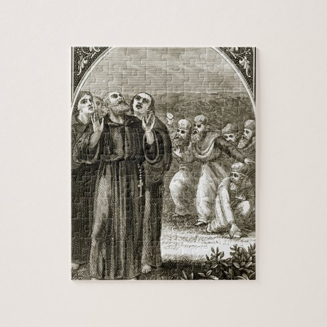 Puzzle St Columba chantant, et attaqué par les druides, (Vertical)