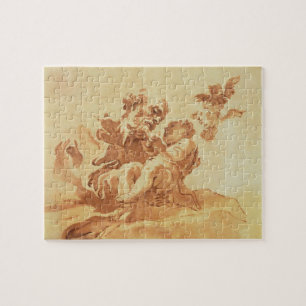 Puzzle St Joseph adorant l'enfant du Christ (stylo,