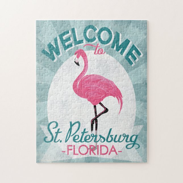 Puzzle St Petersburg Floride Flamant rose rose Rétro (Vertical)
