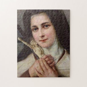 Puzzle St Therese peu de fleur avec le crucifix