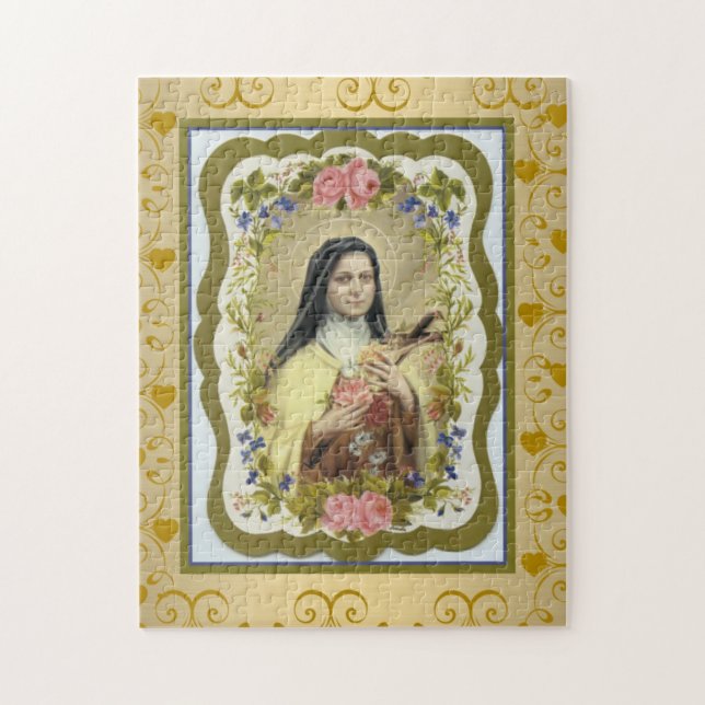Puzzle St Therese peu de frontière de roses de crucifix (Vertical)