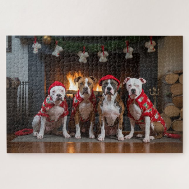 Puzzle Staffordshire américain près de la cheminée Noël (Horizontal)