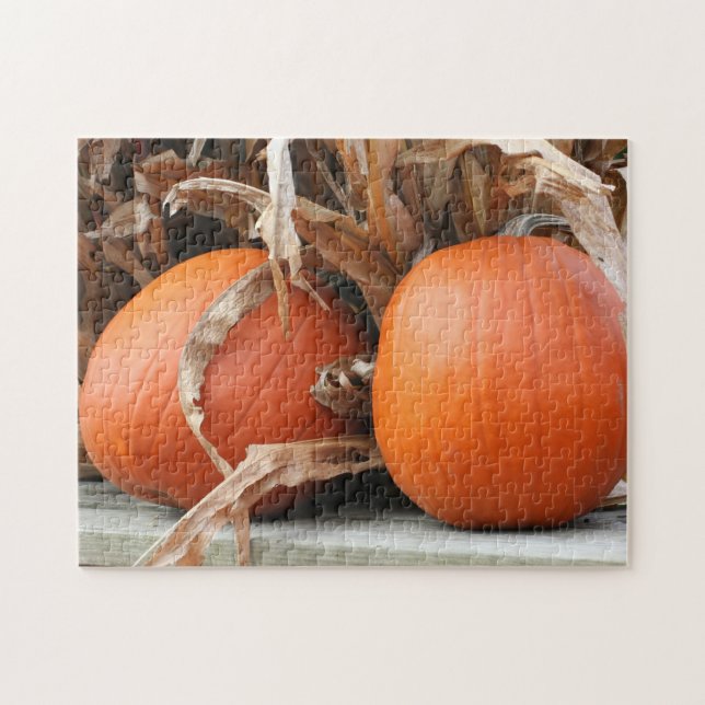 Puzzle Stalks de maïs séché citrouille Automne  (Horizontal)