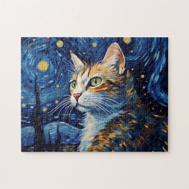 Puzzle Starry Night Cat (Horizontal)