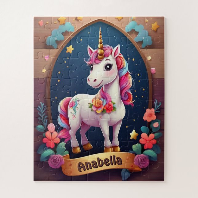 Puzzle Starry Unicorn Dreams Personnalisé (Vertical)