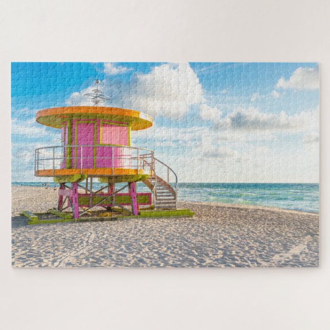 Puzzle Station de sauvetage rose Miami Beach Floride USA (Horizontal)