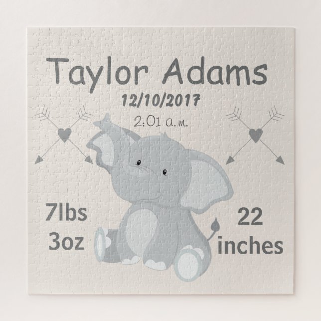 Puzzle Statistiques de naissance des éléphants mignons (Vertical)