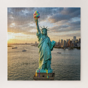 Puzzle Statue de la Liberté avec cône de glace arc-en-cie