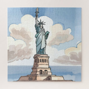 Puzzle Statue de la Liberté   Monument aquarelle
