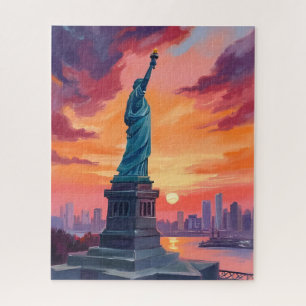 Puzzle Statue de la Liberté NYC Skyline Coucher de soleil
