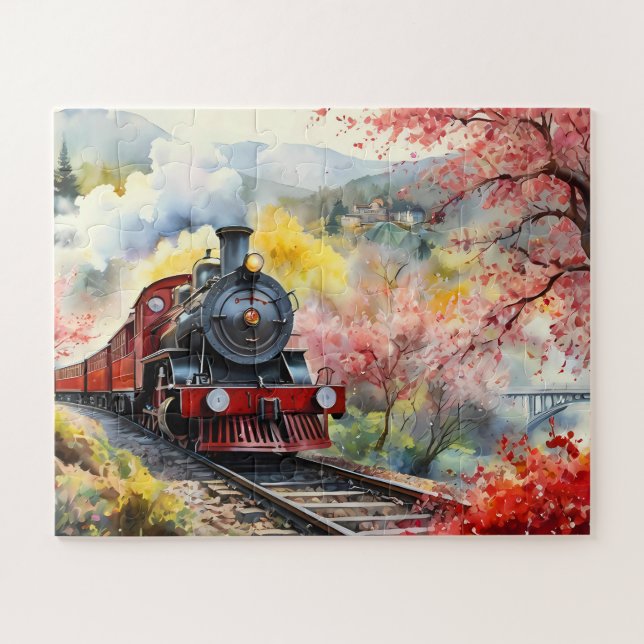Puzzle Steam Train Dreams Landscape Watercolour Artwork j (Horizontal)