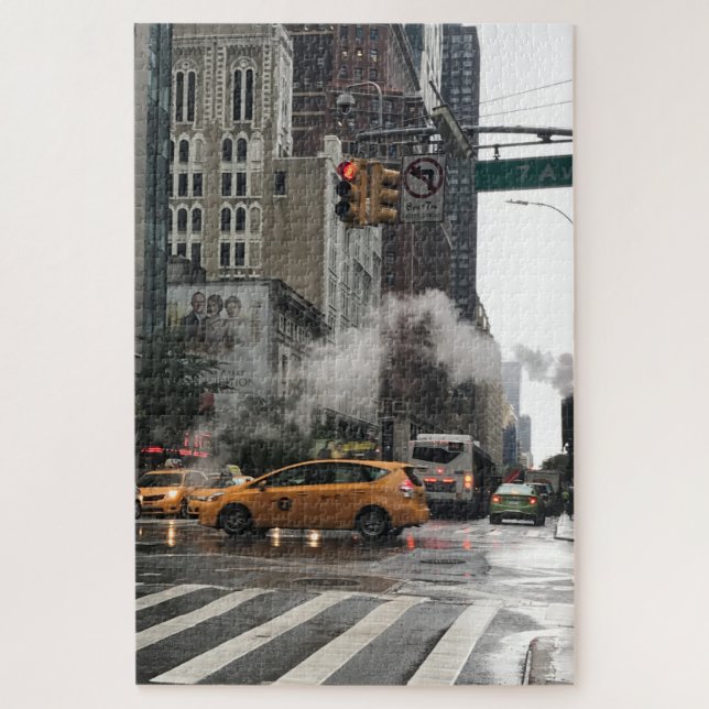 Puzzle Steamday New York City NYC Taxi Jaune Taxi Cab (Vertical)
