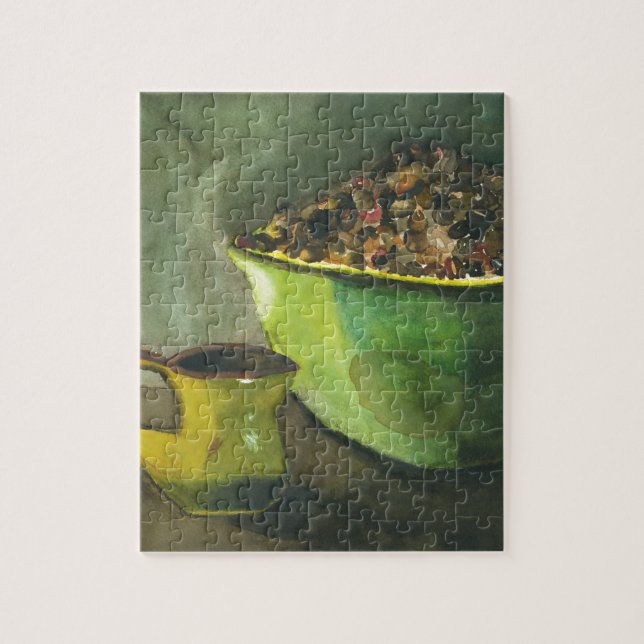 Puzzle Steaming Morning Cup Cup of Coffee Bowl Coffee Bea (Vertical)