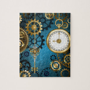 Puzzle Steampunk Arrière - plan turquoise avec Gears