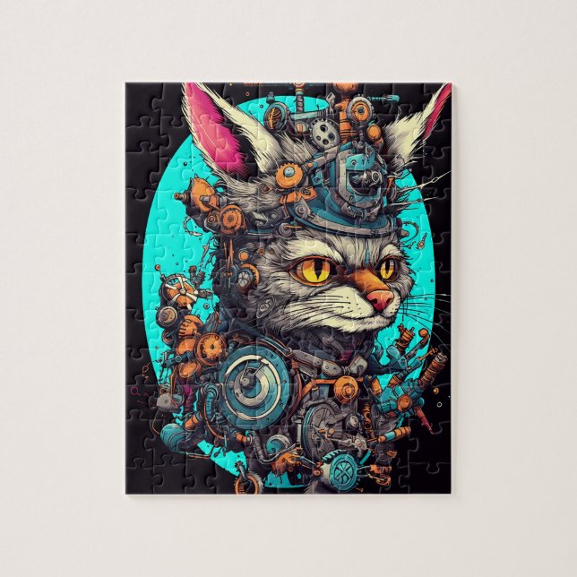 Puzzle Steampunk Chat Aetherclockpunk Animal (Vertical)