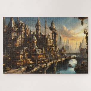 Puzzle Steampunk City au bord de la rivière