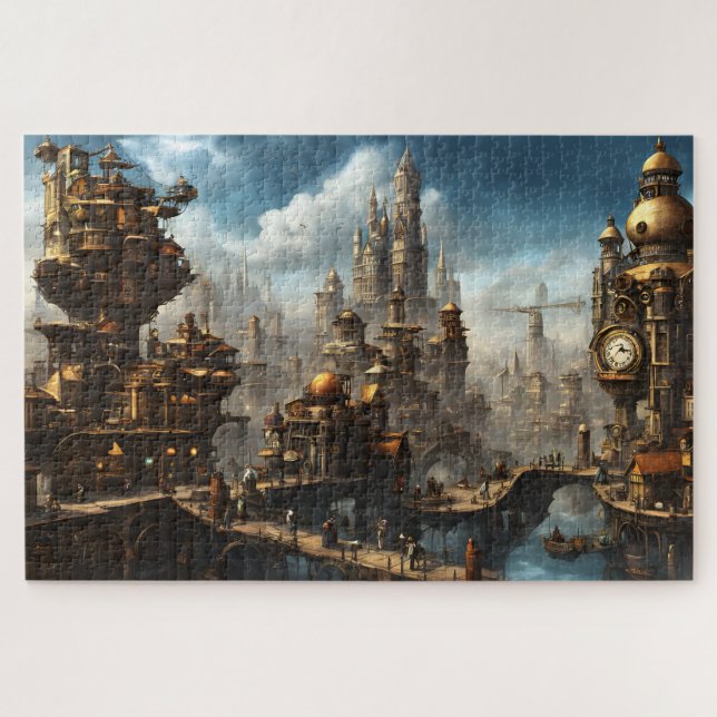 Puzzle Steampunk City with Clock (Horizontal)
