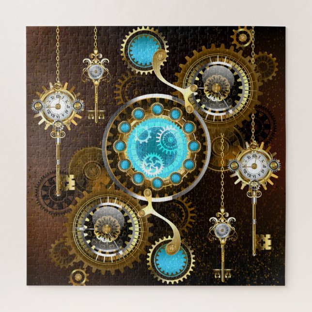 Puzzle Steampunk Rusty Background (Vertical)