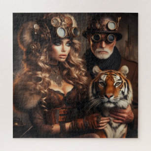 Puzzle Steampunk - Time Machine Couple & Tiger 80 -3