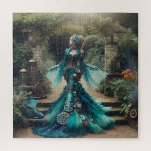 Puzzle Steampunk Vintage Victorian Lady Turquoise Sirène