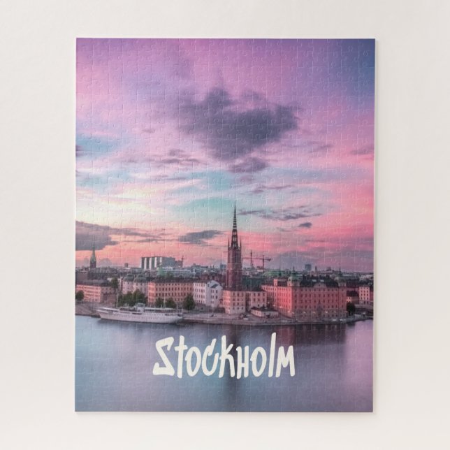 Puzzle Stockholm Capital of Sweden Night Skyline (Vertical)