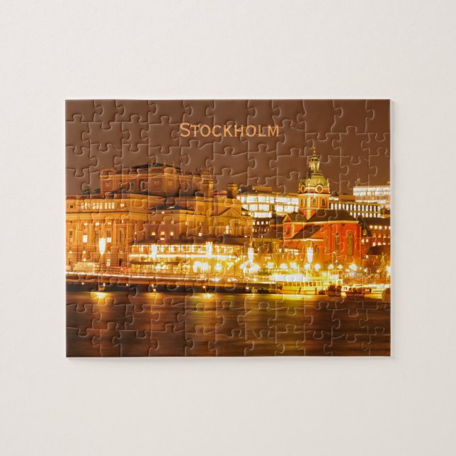 Puzzle Stockholm, Suède à Noël la nuit (Horizontal)