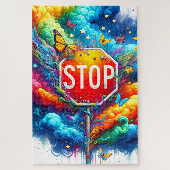 Puzzle Stop Sign (Vertical)