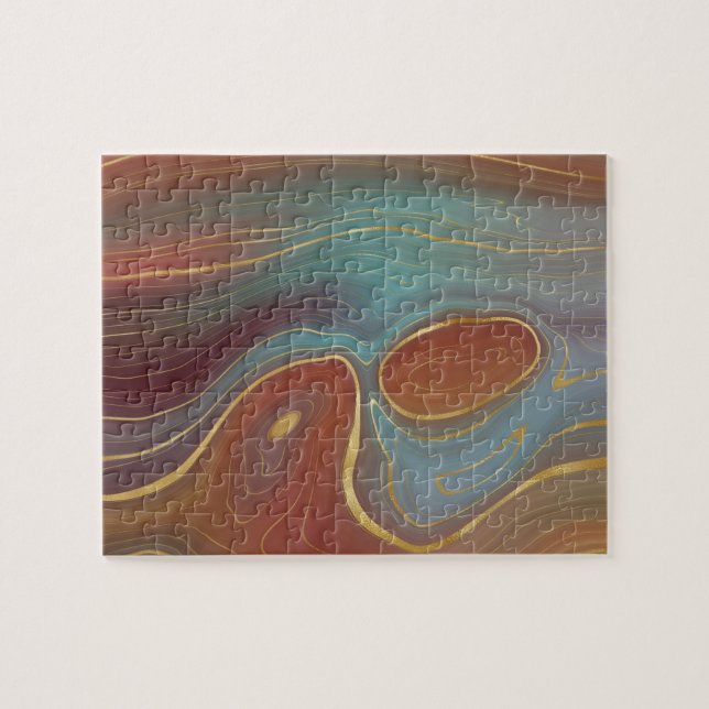 Puzzle Strata automne | Terra Cotta Turquoise et Gold Aga (Horizontal)