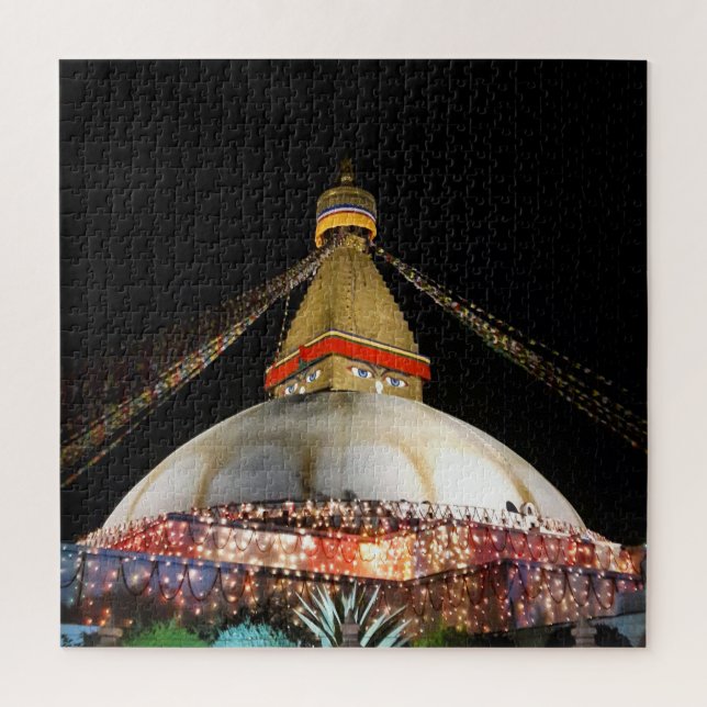 Puzzle Stupa Boudhanath, Katmandou la nuit - Népal (Vertical)