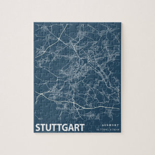 Puzzle Stuttgart Allemagne Minimaliste City Map Line Art