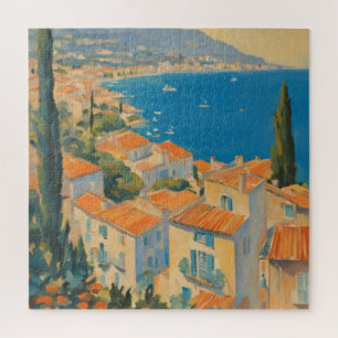 Puzzle Style vintage Côte d'Azur Aquarelle Voyage Françai