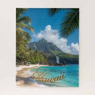 Puzzle Style Vintage Hawaïen Palmiers Mer Bleu Ciel Voyag