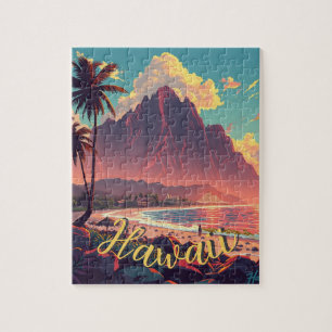 Puzzle Style vintage Hawaiian Travel Honolulu Mid-Pacific