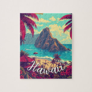 Puzzle Style vintage Hawaiian Travel Honolulu Mid-Pacific
