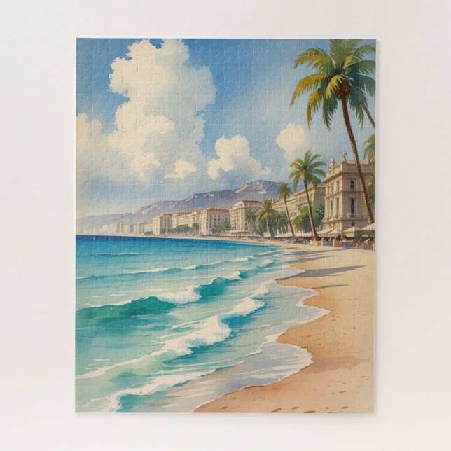 Puzzle Style vintage Monte Carlo Beach Travel (Vertical)
