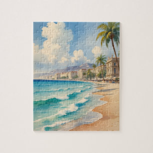 Puzzle Style vintage Monte Carlo Beach Travel