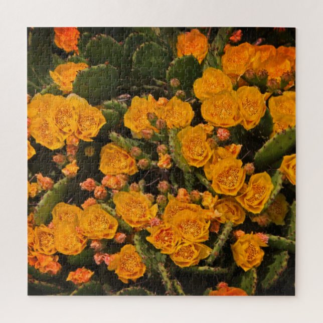 Puzzle Succulents Jardin Fleurs Jaunes Cactus Feuille ver (Vertical)