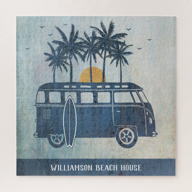 Puzzle Summer Beach House Retro Surf Van (Vertical)
