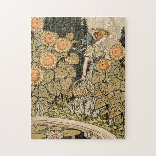 Puzzle Sunflower Art Nouveau Jardin Grasset Femme (Vertical)