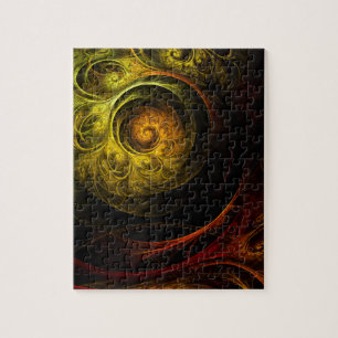 Puzzle Sunrise Floral Red Abstrait Art