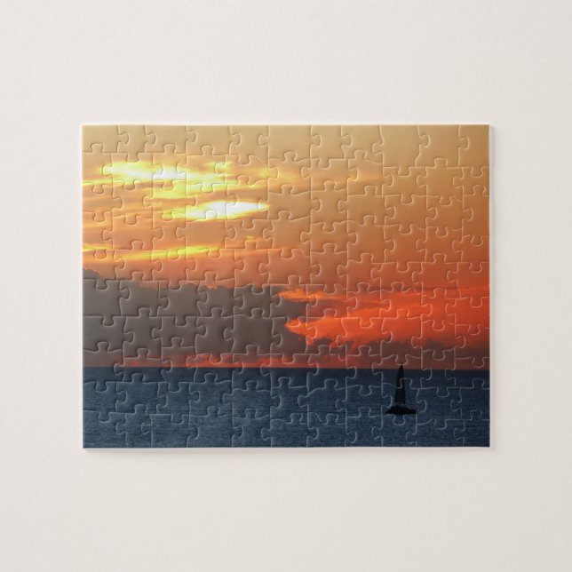 Puzzle Sunset Clouds and Sailboat Seascape (Horizontal)