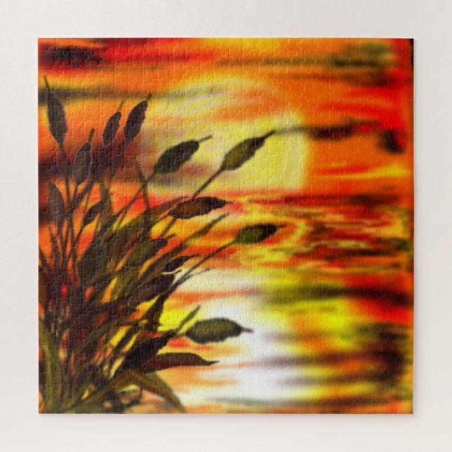 Puzzle Sunset Lake - Peinture (Vertical)