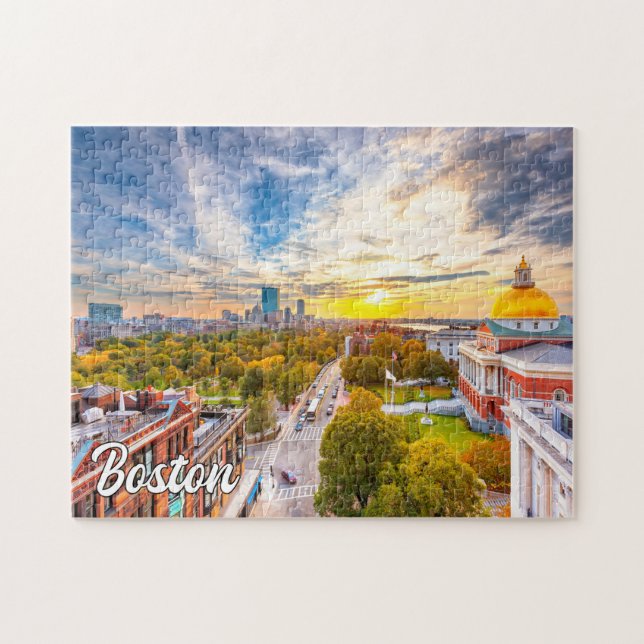 Puzzle Sunset Over Boston, Massachusetts, États-Unis (Horizontal)