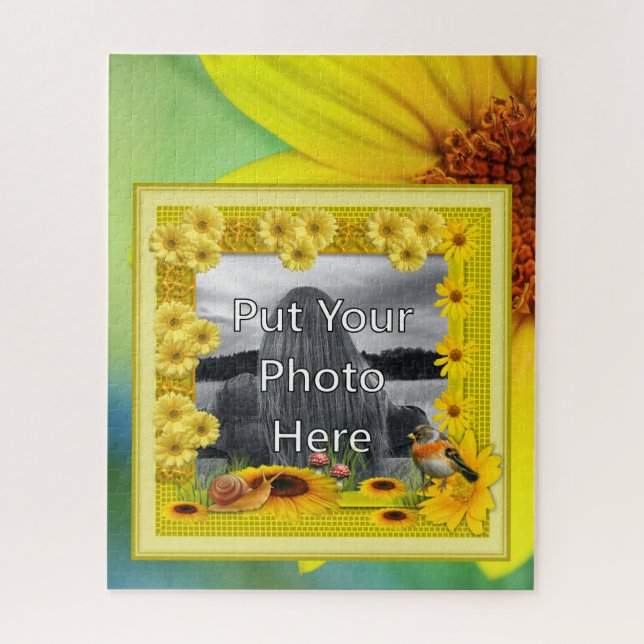 Puzzle Sunshine Yellow Sunflower Photo Frame (Vertical)