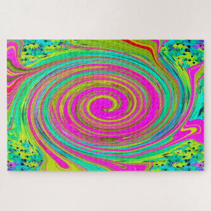 Puzzle Super Abstrait rose et turquoise