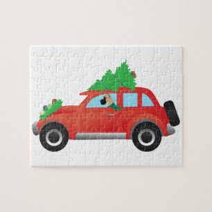 Puzzle Super Dane voiture avec arbre de Noël en haut
