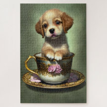 Super Golden Retriever Puppy dans un Tea